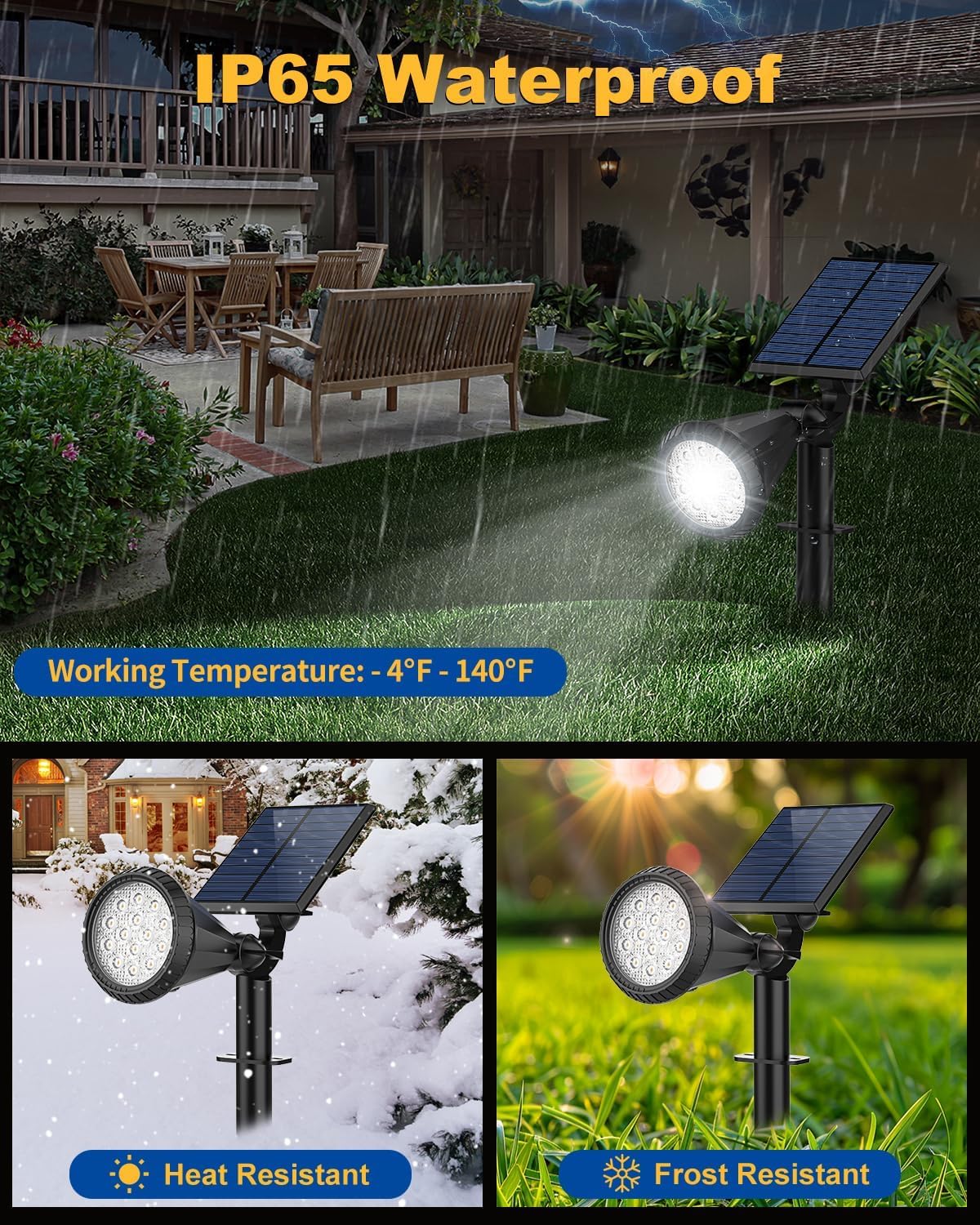 Fratink Solar Spot Lights Outdoor  10 Pack Outdoor Solar Lights For Yard  4 Lighting Mode Solar Landscape Spotlights With Auto On/Off  2-In-1 Waterproof Wall Lights For Garden  Walkway (Cool White)