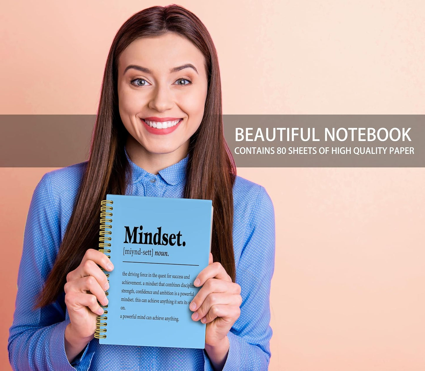 Knibeo Mindset Inspirational Notebooks Journal - Notebooks for School, 5.5×8.3 Inch Inspirational Spiral Bound Notebook with 164 Pages, College School Supplies(Sky Blue)