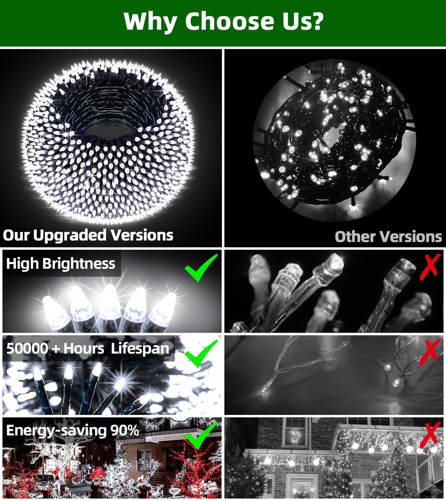 1500 Led 470Ft Christmas Lights Outdoor 12 Lighting Modes Christmas String Lights With Timer  Dimmable Cool White Led String Light Waterproof For Outside Yard Tree Patio Xmas Party Holiday Decorations