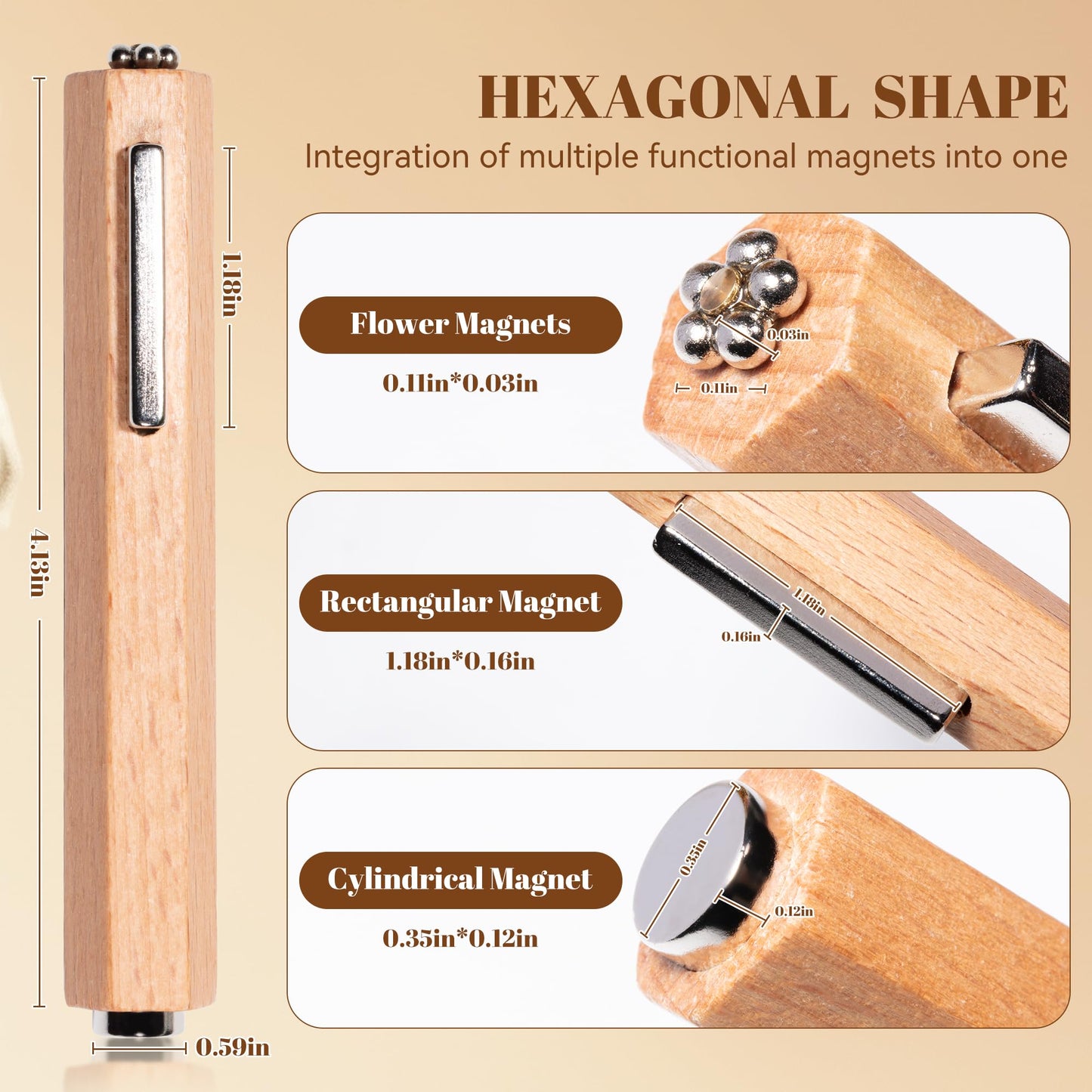 YTD Likomey Multi-functional Removable Cat Eye Nail Magnet Stick,Rocket High Force Cylindrical Wooden Handle Versatile Pen Magne