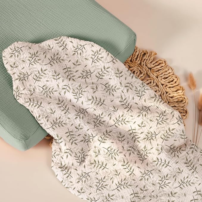 lulumoon Muslin Changing Pad Cover: 2-Pack Soft Breathable Cotton Boho Neutral Print for Baby Girls Boys - Nursery & Baby Shower