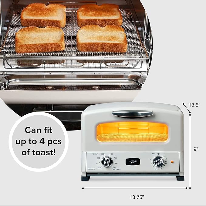 Countertop Toaster Oven, Compact Kitchen Appliance with Graphite Heating Technology, Eggshell White
