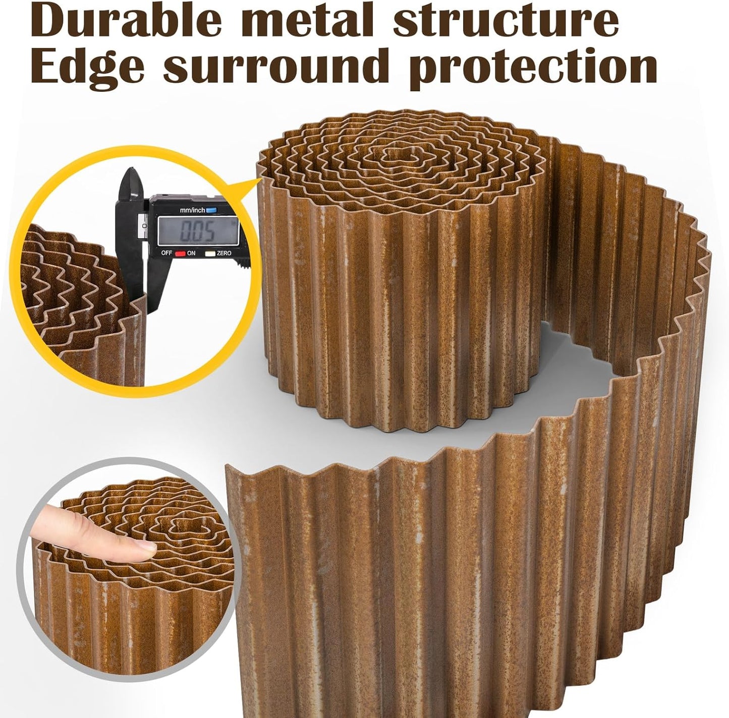 LAVEVE Corrugated Metal Garden Edging 12" x 20Ft, Landscape Edging Border for Lawn, Flower Bed, Garden Fence, Paver Edging (Real Rusted)