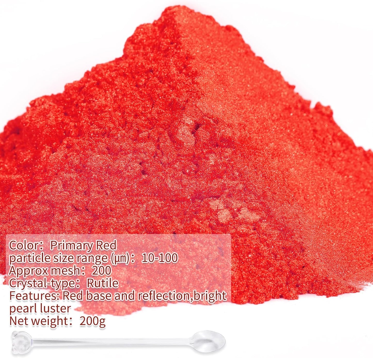 Mica Powder,7.05OZ（200g）,Primary Red Mica Powder Pigment for Epoxy Resin，Lip Gloss，Car Paint，Dye，Soap Making，Nail Polish,Epoxy Resin,Candle Making,Bath Bombs