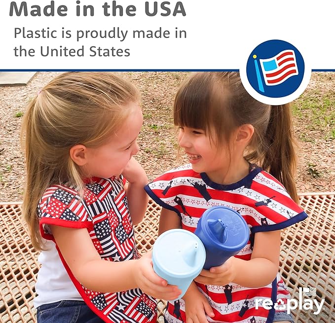 Re-Play Sippy Cups for Toddlers - 10 Oz. Reusable Spill Proof Cups for Kids, Dishwasher/Microwave Safe - Made in USA - Set of 6-3.13" x 6.25" - Fairytale