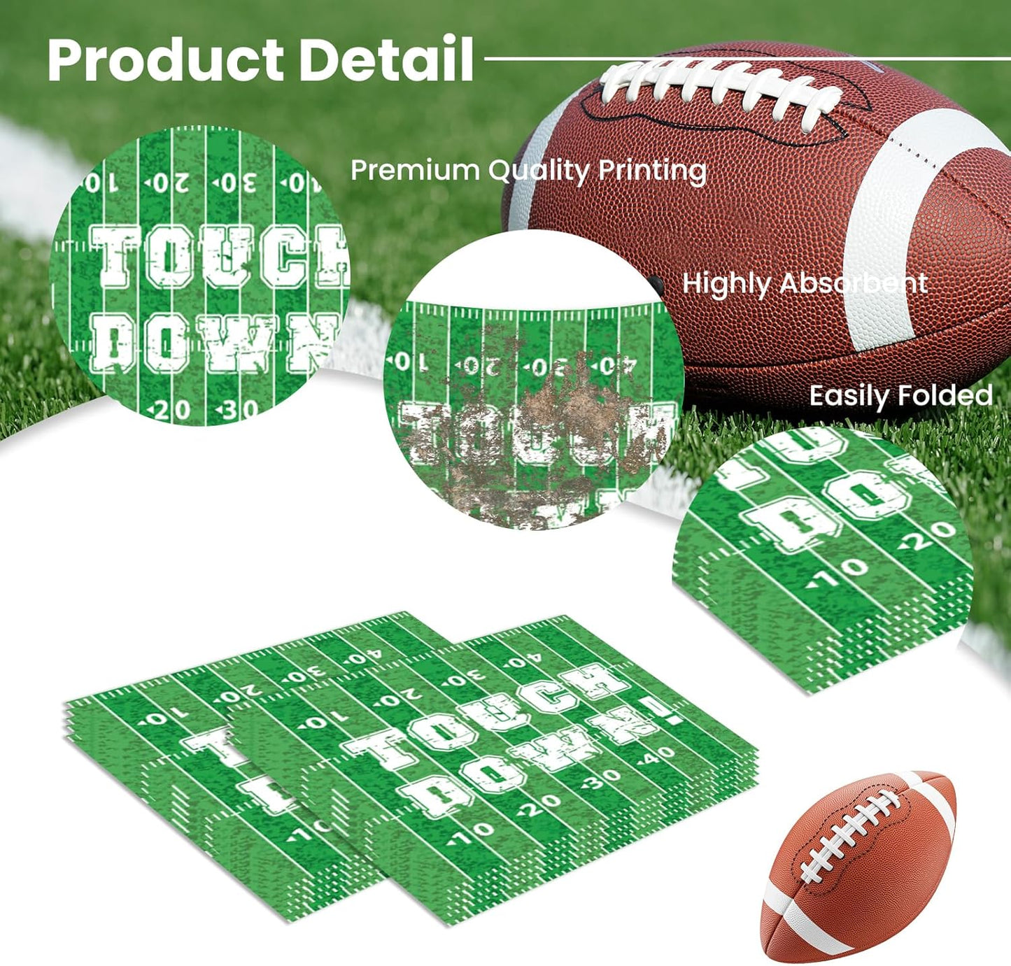 40PCS Football Paper Napkins 13 x 13 Inches Luncheon Napkins Cocktail Napkins Disposable Sports Theme Decorations for Kids Baby Shower,Birthday Party, Basketball Theme Party Supplies