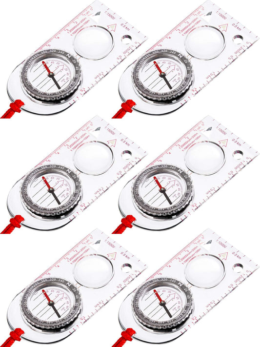 6 Pieces Orienteering Compass Hiking Navigation Backpacking Compass Map Reading For Scout Outdoor Camping Survival Gifts(Style 2