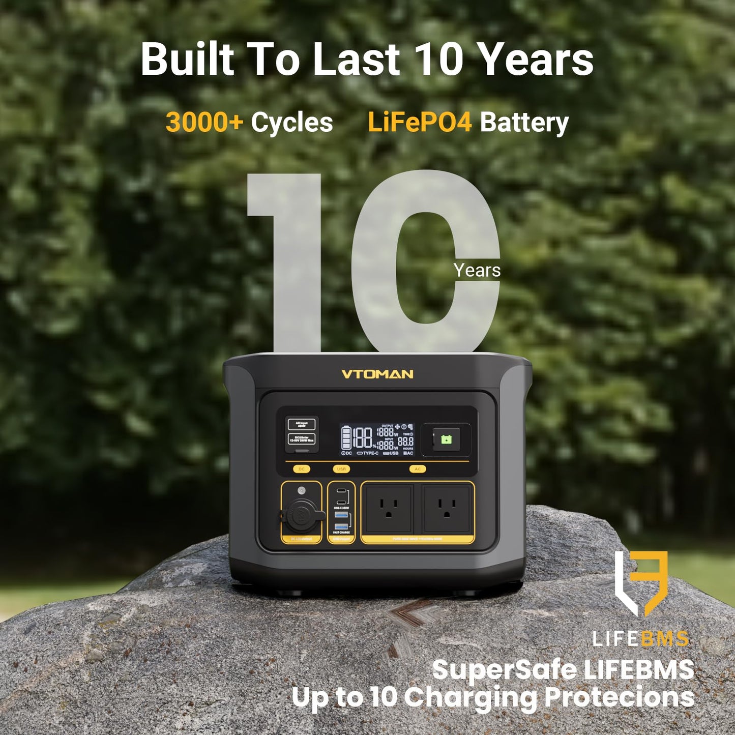 Vtoman Flashspeed 600 Portable Power Station With 110W Solar Panel - 499Wh/600W(1200W Peak) Solar Generator With Lifepo4 Battery