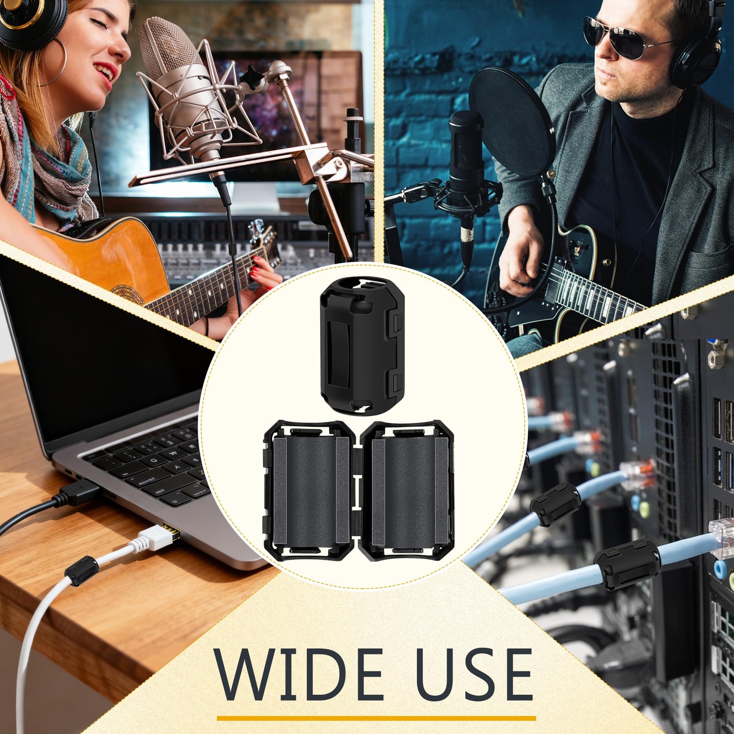 Windspeed 25Pcs Ferrite Chokes Ferrite Beads Snap on RFI EMI Noise Suppressor Cable Clip for 3.5mm 5mm 7mm 9mm 13mm Diameter Cable