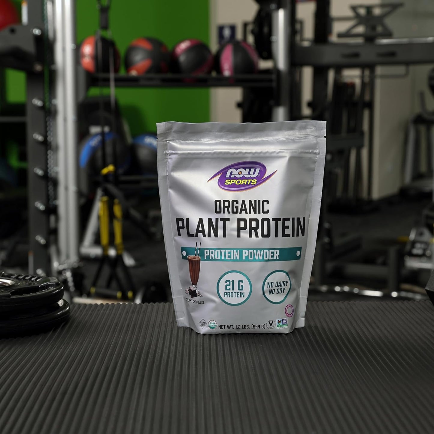 NOW Foods Sports Organic Plant Protein, Chocolate Flavor, Vegan Powder, 1 lb.