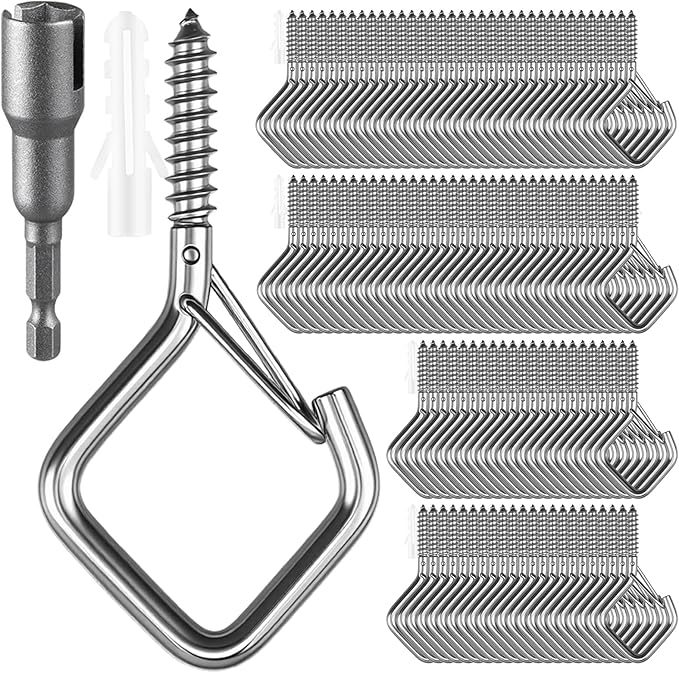 100 Pcs 304 Stainless Steel Eye Screw Hooks for Hanging Heavy Duty.Windproof Ceiling Hooks for Hanging Plants,Cup,Wind Chime,Bird Feeders,Christmas String Lights at Indoor&Outdoor 2.2 Inch