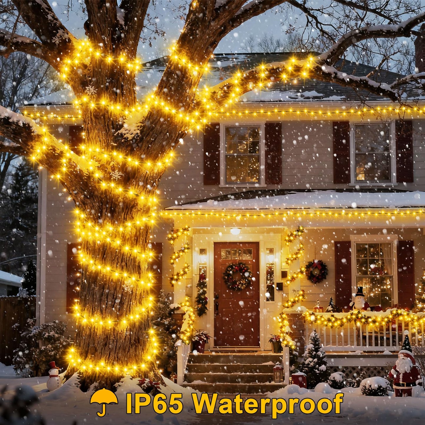 Echosari 400 Led Christmas String Lights Connectable  Extra Long 66Ft Outdoor String Lights End-To-End Plug In With Remote Timer For Garden Patio Tree Decor (Warm White)