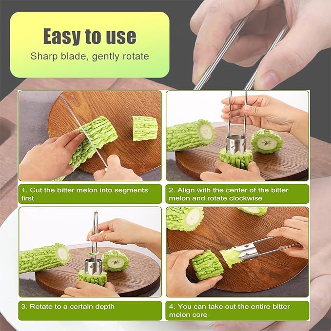 Red Bell Pepper Seed Corer Remover Tool- Pepper, Pineapple, Pear,Apple Corer - 304 Stainless Steel, Rust Resistant, Designed for a Wide Range of Fruits and Vegetables Corer