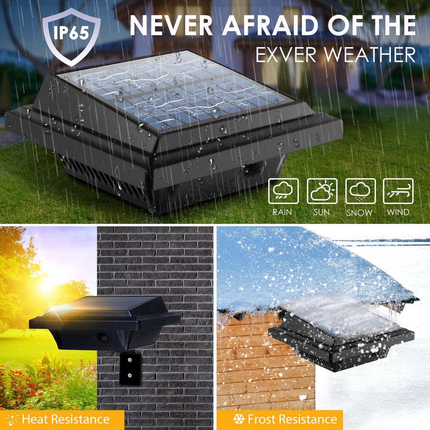 Uniquefire 40 Leds Outdoor Solar Gutter Lights, Waterproof Security Lamps, 4Pcs Black Warm Light, Ideal For Garden And Landscape