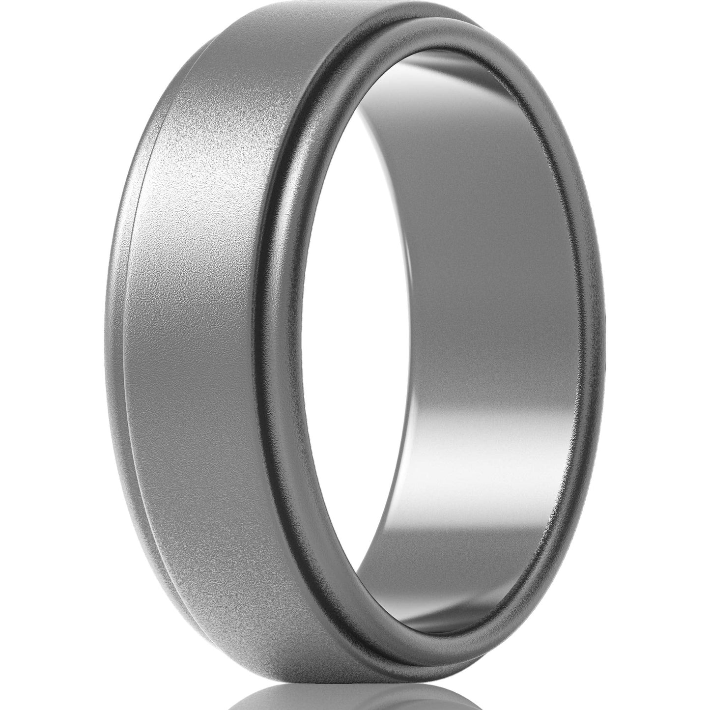 ThunderFit Silicone Wedding Ring for Men - 1 Ring (Silver, 14.5-15 (23.82mm))