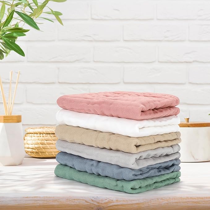 Accmor 6 Pack Muslin Burp Cloths 100% Cotton 20''x10'' Large Extra Soft and Absorbent Baby Burping Cloth for Boys Girls