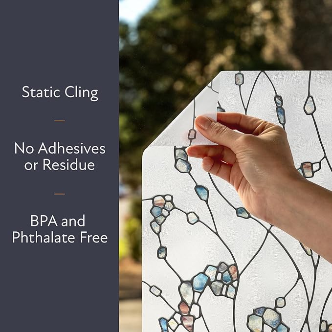 Artscape Elements | Privacy Window Film with Vibrant Colored Pattern | Non-Adhesive & UV Protection | Easy to Apply & Removable | 24 x 36 Inches | Made in USA