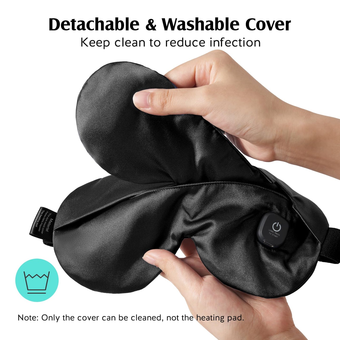 YFONG Cordless Heated Eye Mask for Dry Eyes, Warm Eye Compress for Stye, Blepharitis, Chalazion, MGD, Washable Heating Eye Mask for Sleeping, Travel, Office Nap, Perfect Light Blocking (Black)