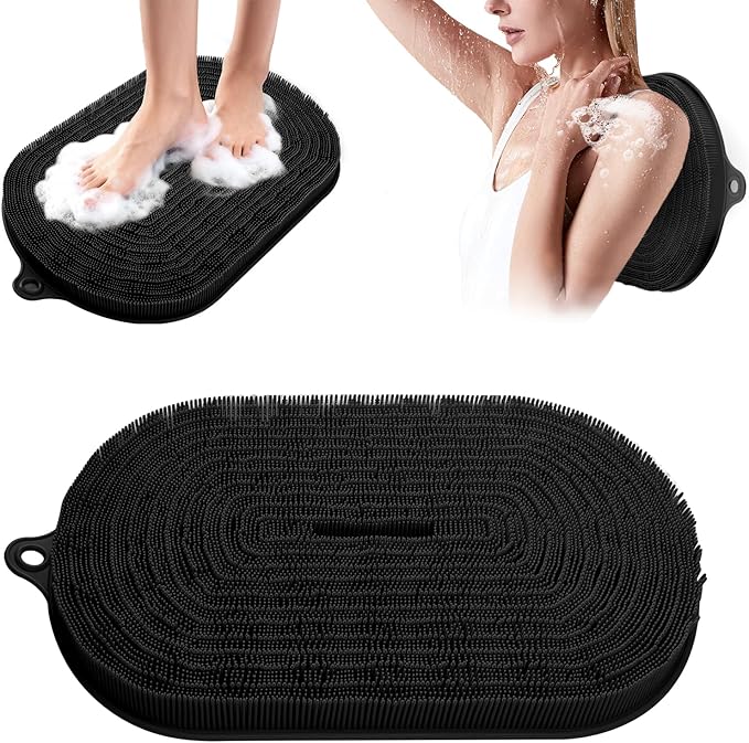 EaTubano Shower Foot Scrubber - XXL Large Silicone Bath Mat for Exfoliating & Massaging Feet in Shower, Non-Slip Suction C...