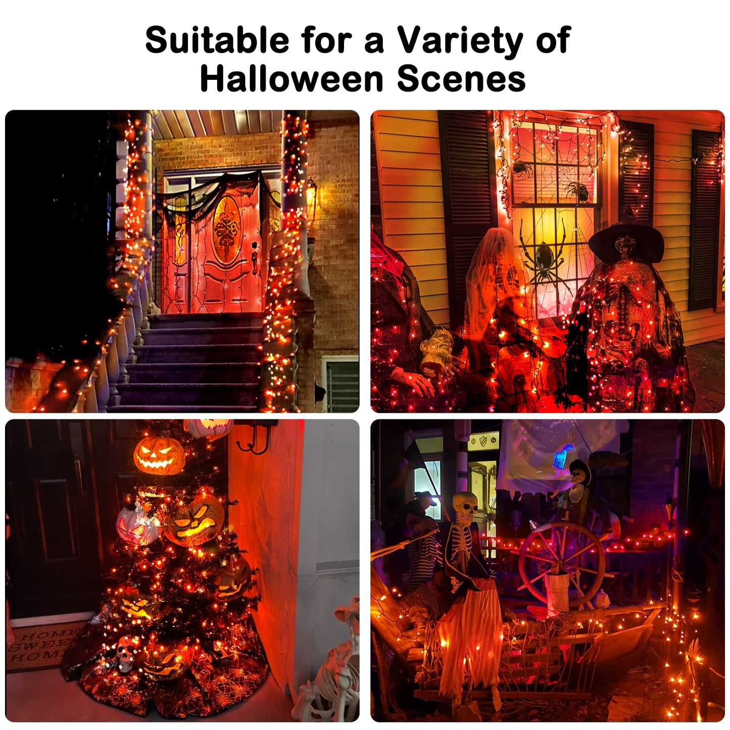 Blctec Halloween Lights Indoor Outdoor 300 Led 108Ft  Orange Halloween String Lights With 8 Modes  Ul Certified  Connectable Plug  Waterproof & Timer For Yard Porch Haunted House Holiday Decorations
