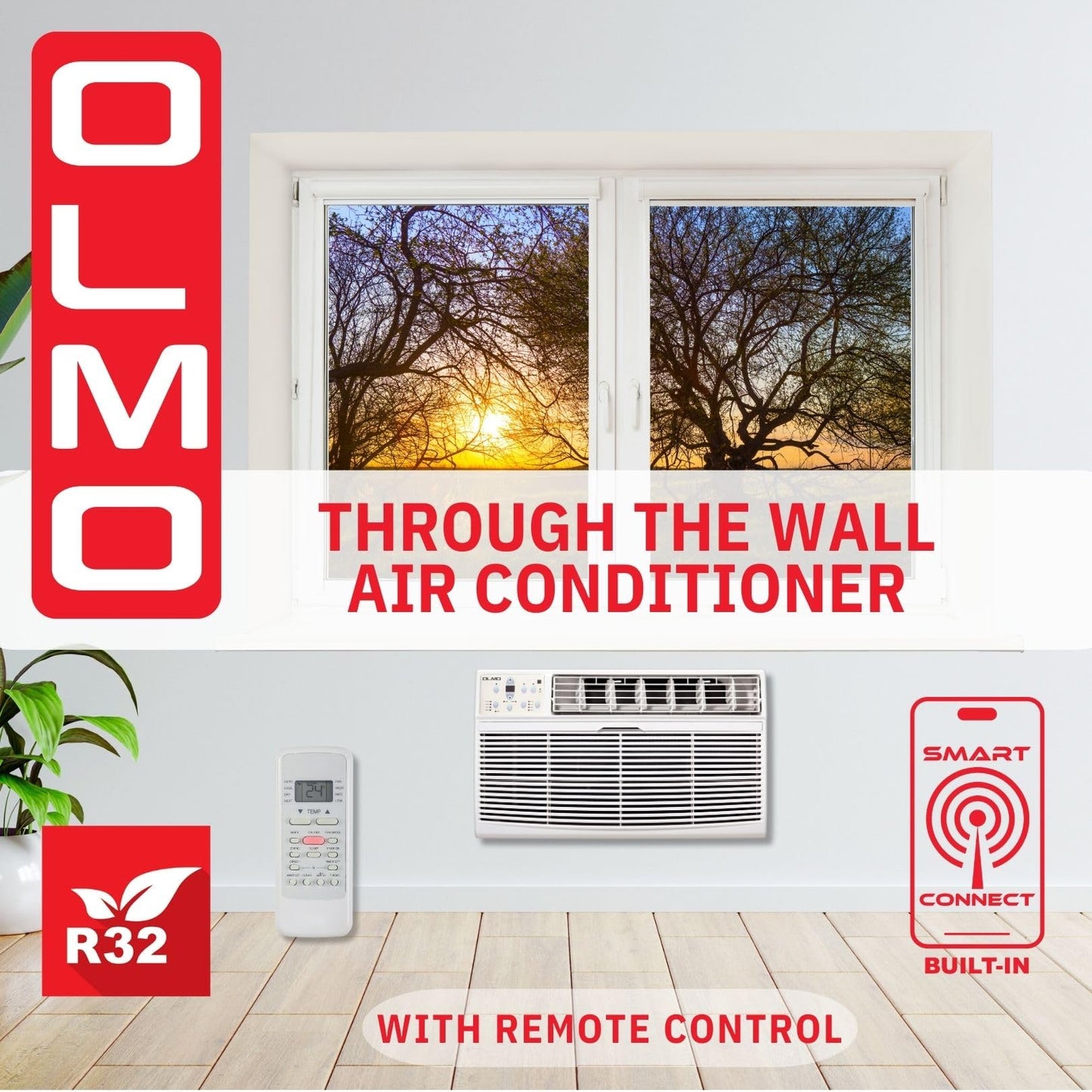 Olmo Ttw 14,000 Btu 230V Through-The-Wall Air Conditioner With Remote Control And Built In Smart Kit, Cooling Only (R32 Refriger