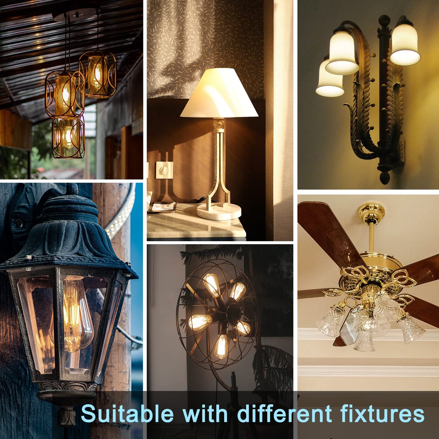 TJOY 20 Pack Vintage 8W ST58 LED Edison Light Bulbs, Dimmable, 60W Equivalent, 800Lumens, 2700K Warm White, E26 Base LED Filament Bulb, CRI80+, Antique Glass Style for Home, Bedroom, Office, Farmhouse