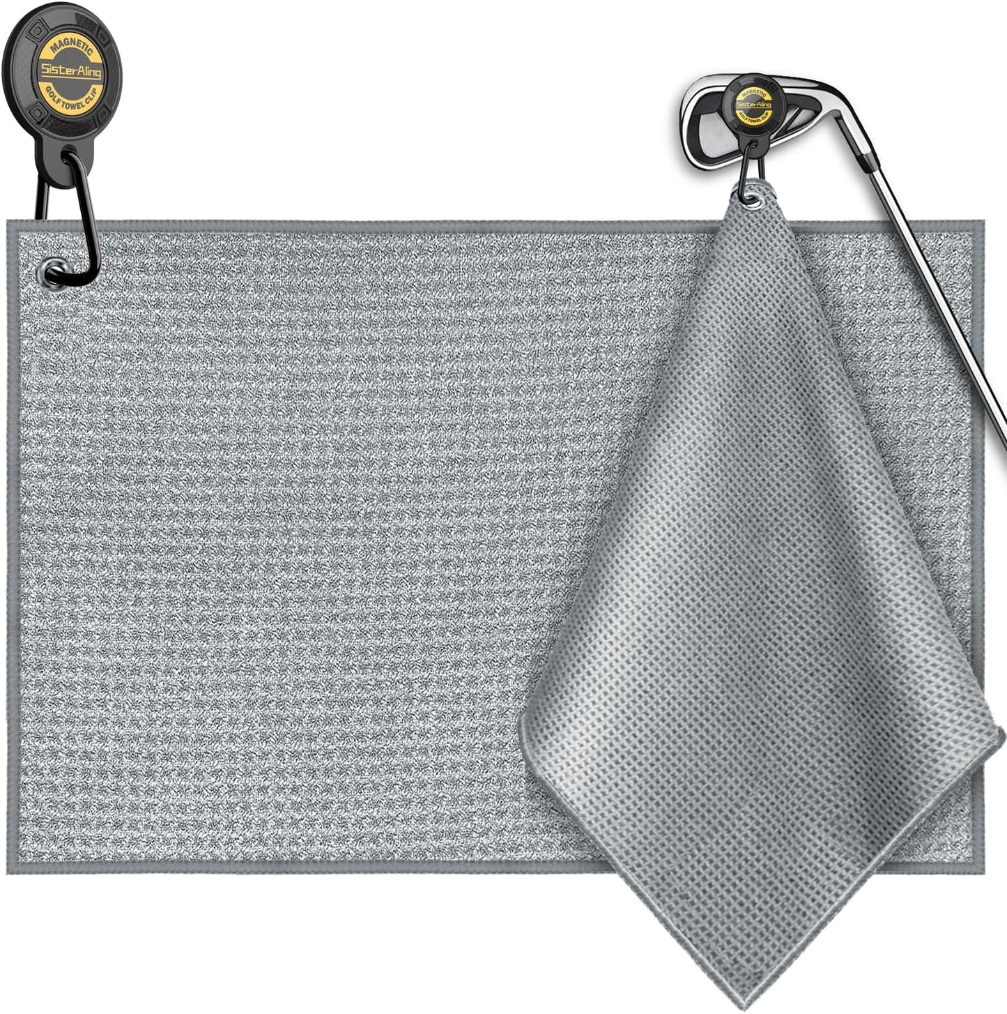 Magnetic Golf Towel Clip Set - Strong Magnet Hold, Removable & Easy Clean, Men's Golf Gift
