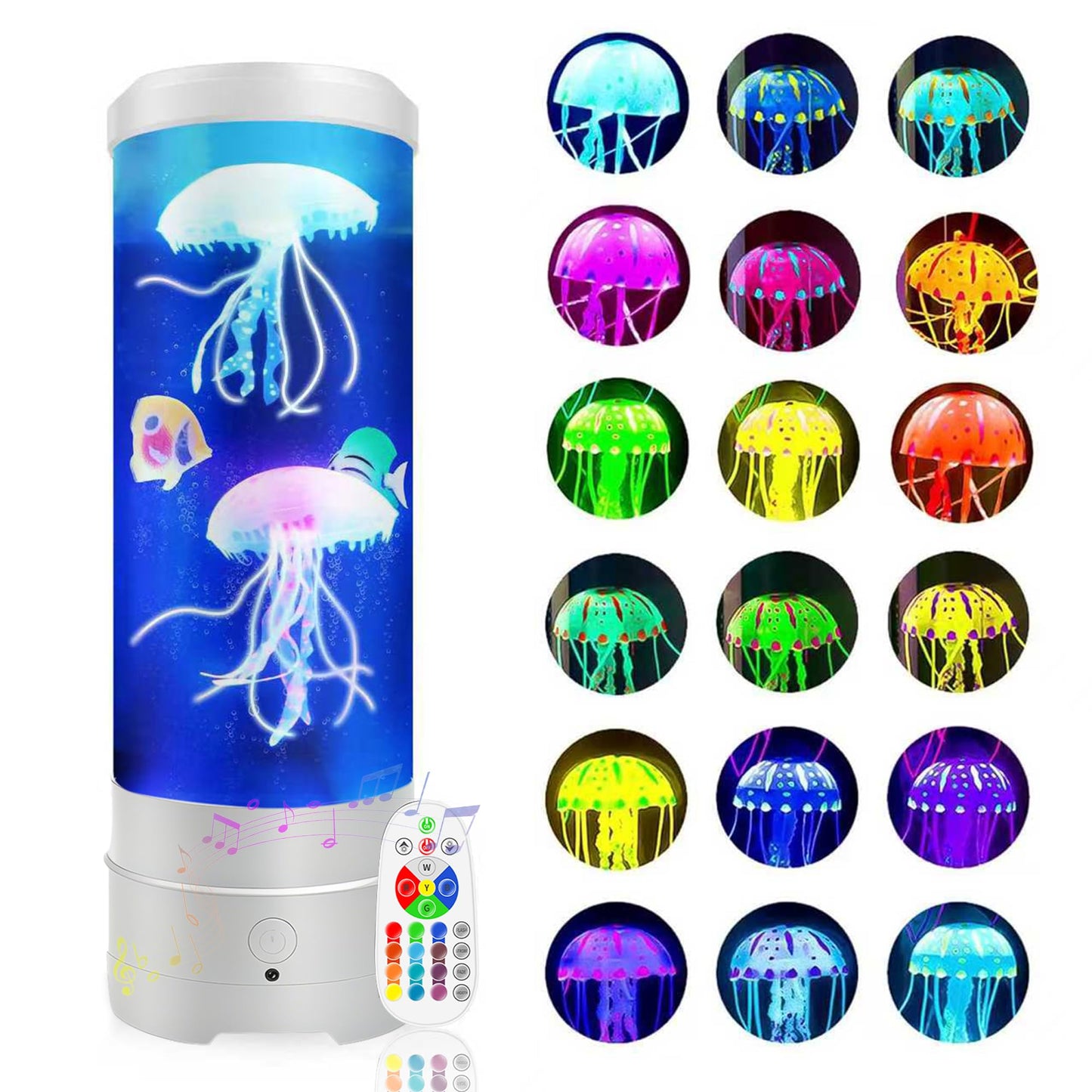 BravSco Jellyfish Lamp With Bluetooth Speaker, 17 Colors Changing & 4 Lighting Modes Jelly Fish Light Lamp, USB Powered Jellyfis