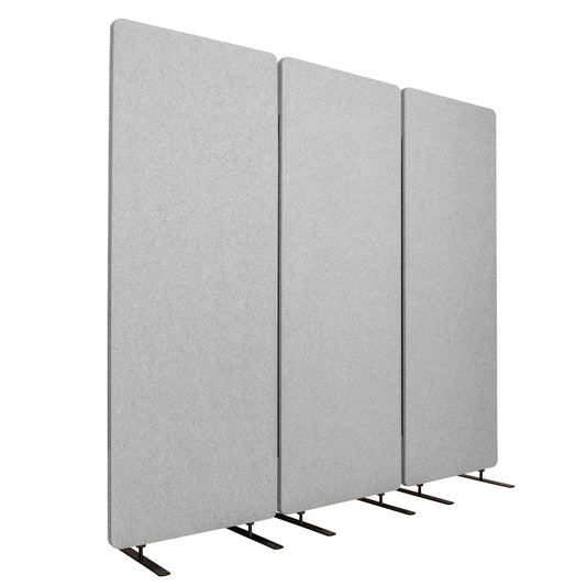 Stand Up Desk Store ReFocus Freestanding Noise Reducing Acoustic Room Wall Divider Office Partition (Cool Grey, 72" x 66", Zippered 3-Pack)