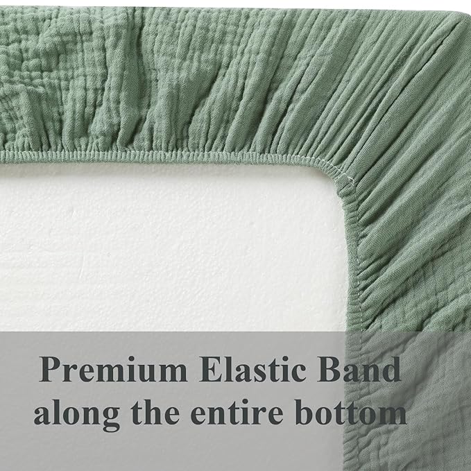 Muslin Bassinet Sheet Compatible with AMKE 3 in 1 Bassinet(35 X 20), Milliard, TCBunny Bassinet, 2 Pack Cotton Stylish Boho Fitted Bassinet Sheets for Baby Roman Green & Botanical Leaf