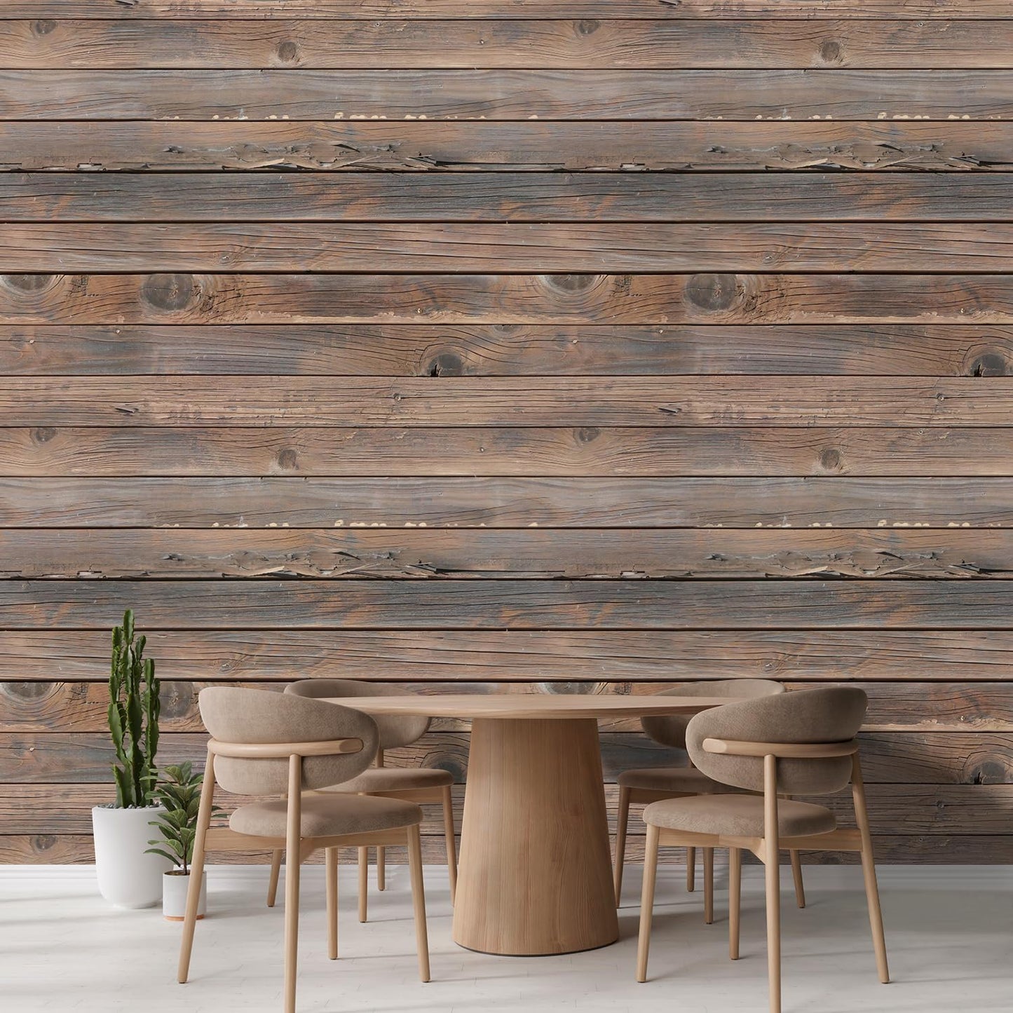 wall26 - Horizontal Brown Vintage and Retro Wood Textured Paneling, Wall Mural, Removable Wallpaper, Home Decor - 66x96 inches