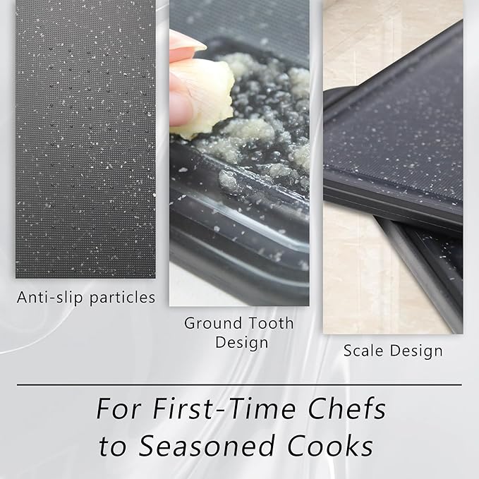 Cutting Boards for Kitchen,Large Cutting Board Set of 2,Non-Slip Cutting Board with Dandle and Juice Groovenon,Dishwasher Safe Cutting Boards (Black)