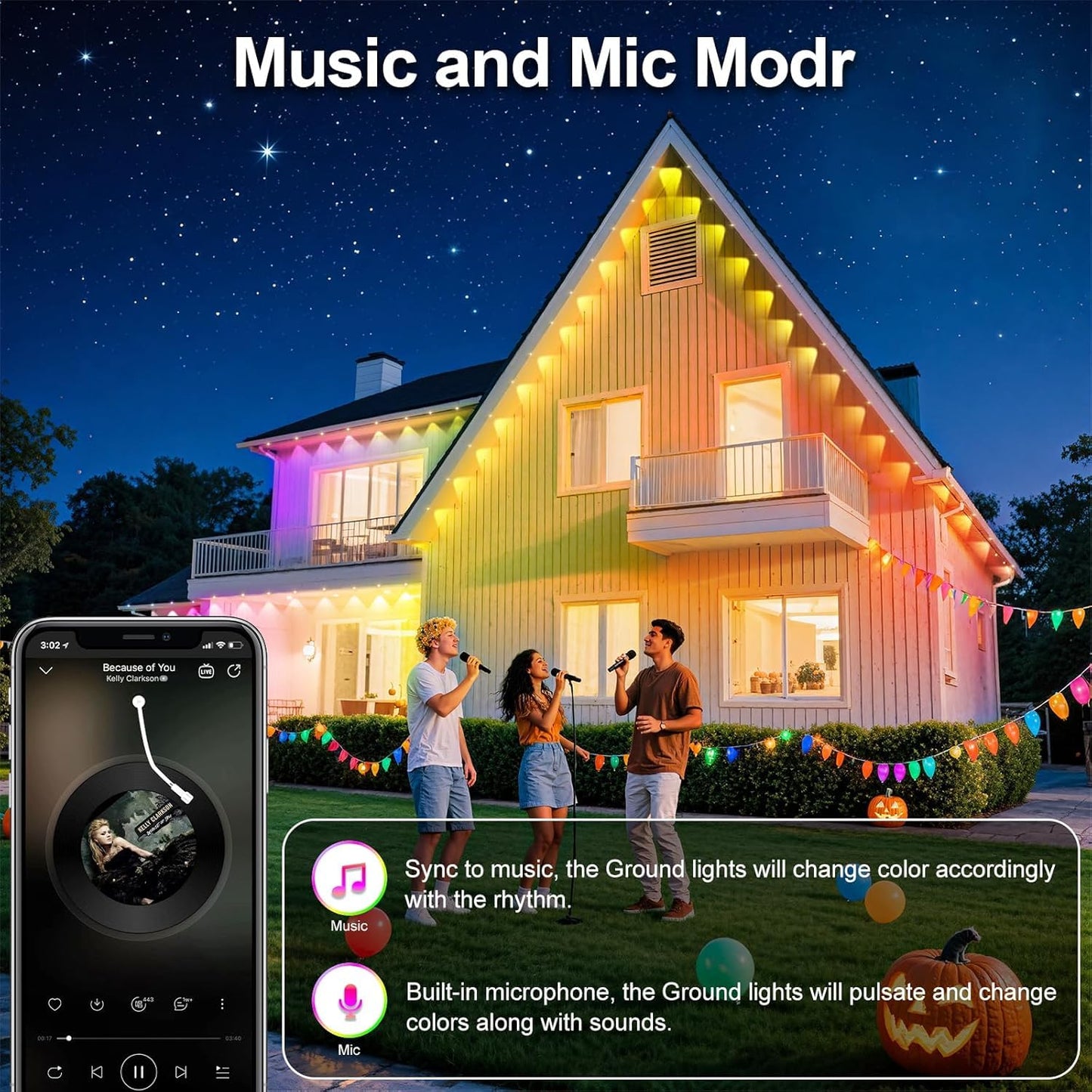 Ceteluma 200Ft Permanent Outdoor Lights For House Waterproof  Ip67 Led Eave Lights With App/Remote Control  Outdoor Permanent Led Lighting For House Roof Decor Christmas Party All Holiday And Daily