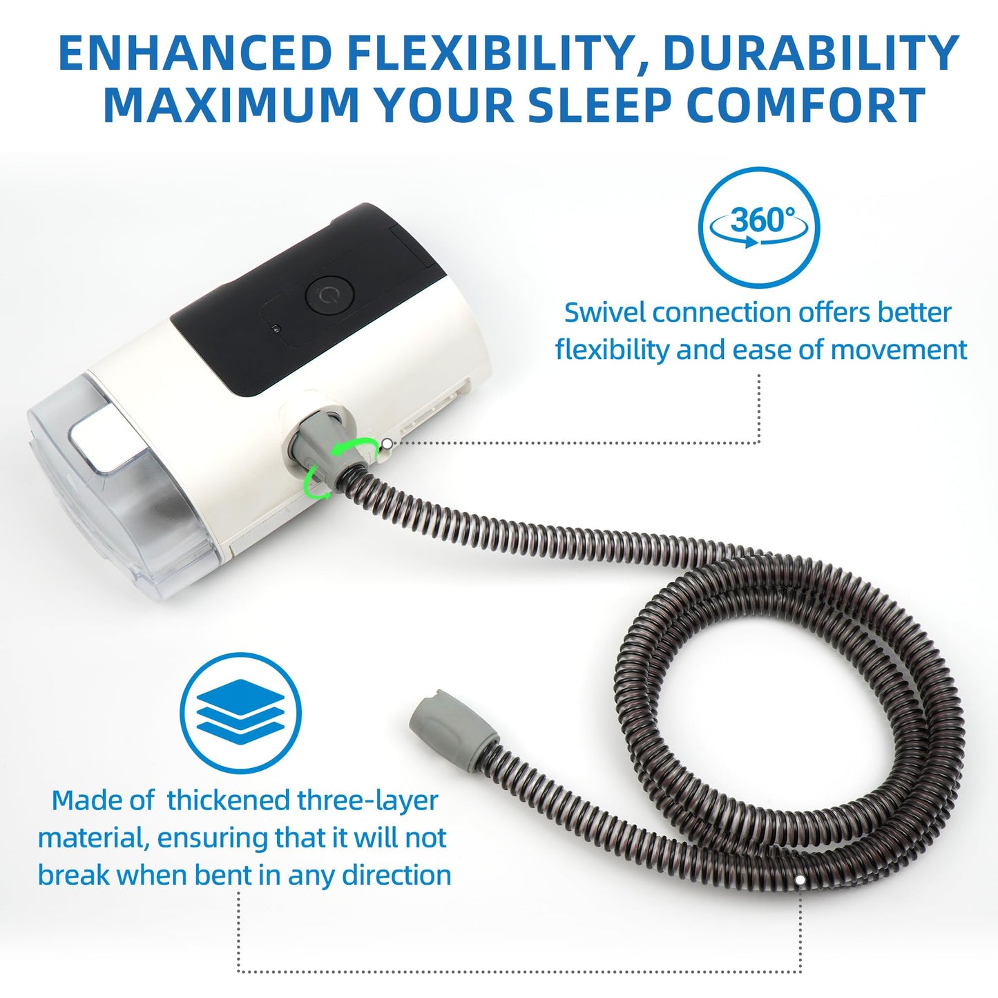 Improved Version Replacement Hose for Climate Line Air - 6.5Ft, Compatible with Airsense 11 & Aircurve 11 Supplies, ItAll Supplies for CPAP Users