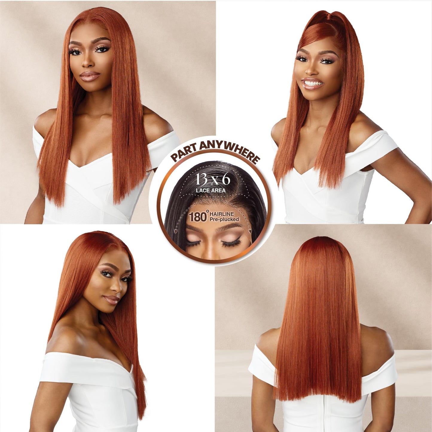 Sensationnel Bare Lace 13X6 Wigs - Unit 9 Lacefrontal Glueless Synthetic 180 Degree Preplucked Hairline (CHOCOLATECOPPER)