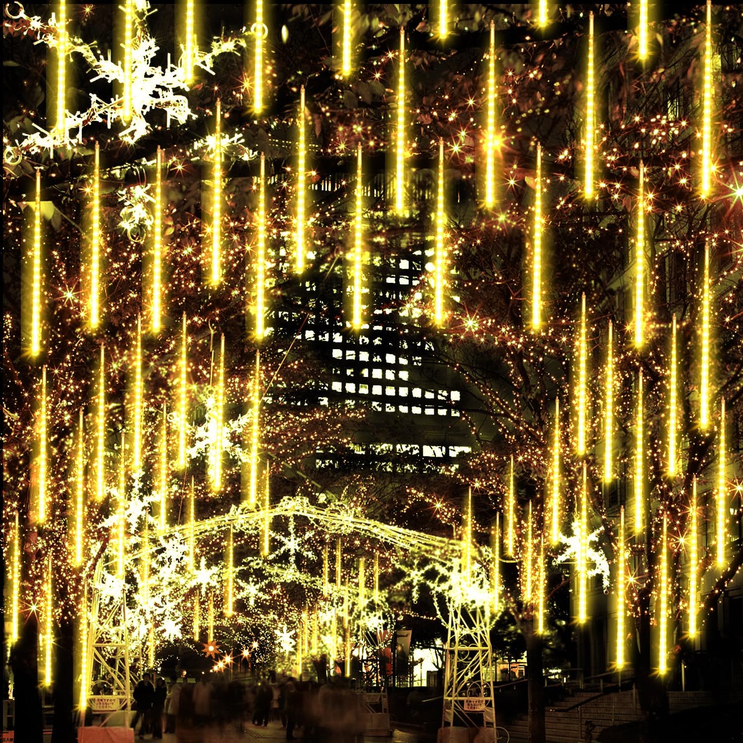 Jjgoo Christmas Lights Meteor Shower Rain Lights  10 Tube 12 Inch 240 Leds Icicle Light Outdoor Raindrop Light For Xmas Halloween Wedding Party Tree Holiday Decoration  Warm White