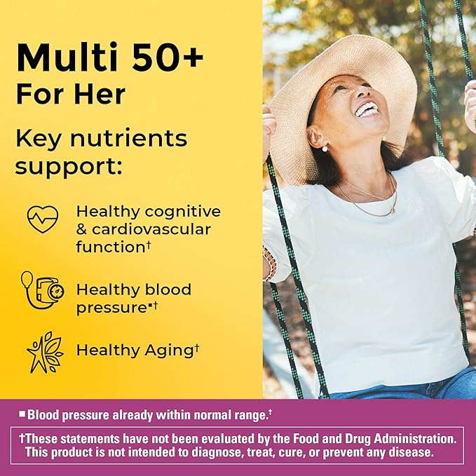Nature Made Multivitamin For Her 50+ with No Iron, Womens Multivitamin for Daily Nutritional Support, Multivitamin for Women, 90 Tablets, 90 Day Supply