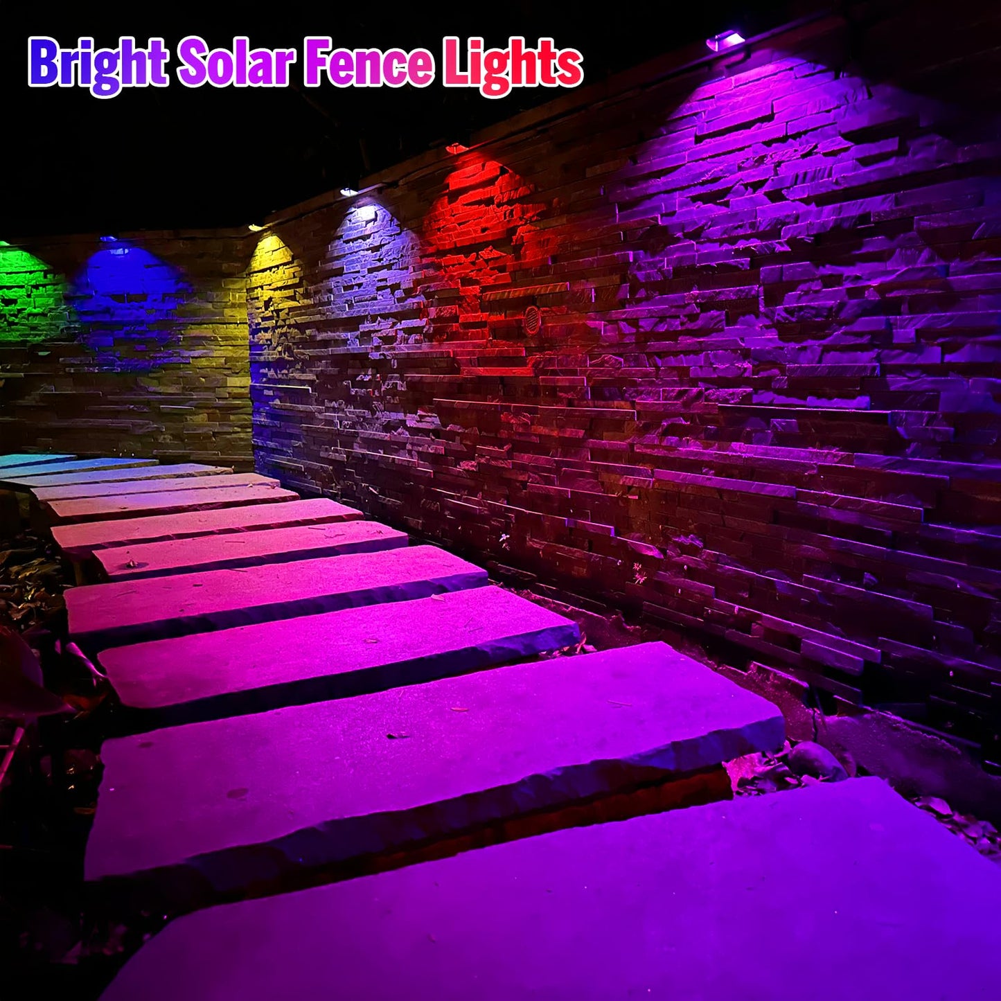 Yivsen Solar Fence Lights  Warm White & Rgb Fence Lights Outdoor Step Lights Outdoor Waterproof Led Solar Lighting For Outside  Backyard  Patio  Deck  Stair Handrail  Pool And Wall(8 Pack Black)