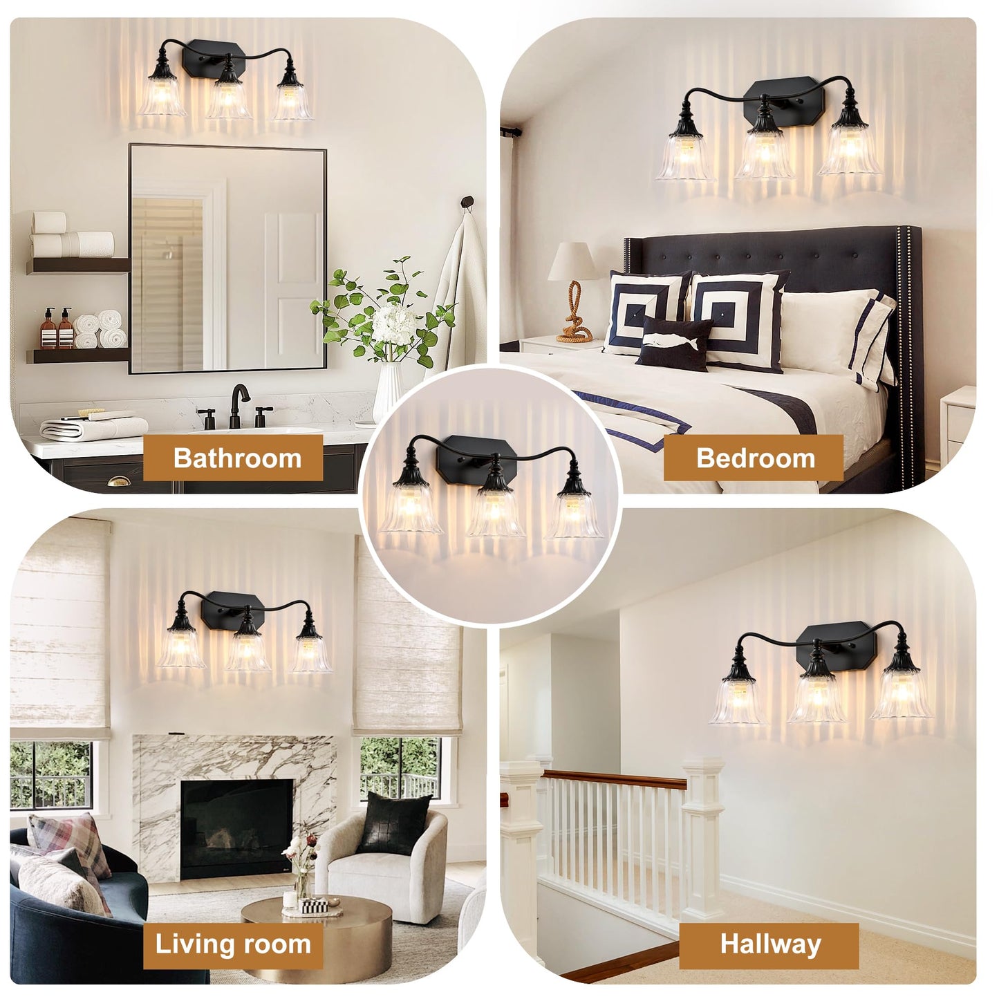 Lmnlvn Bathroom Vanity Black Vintage Light Fixture  3 Lights Bathroom Lighting Matte Antique Brass Finish With Crystal Glass Shade  Black Vintage Vanity Light For Bathrooms