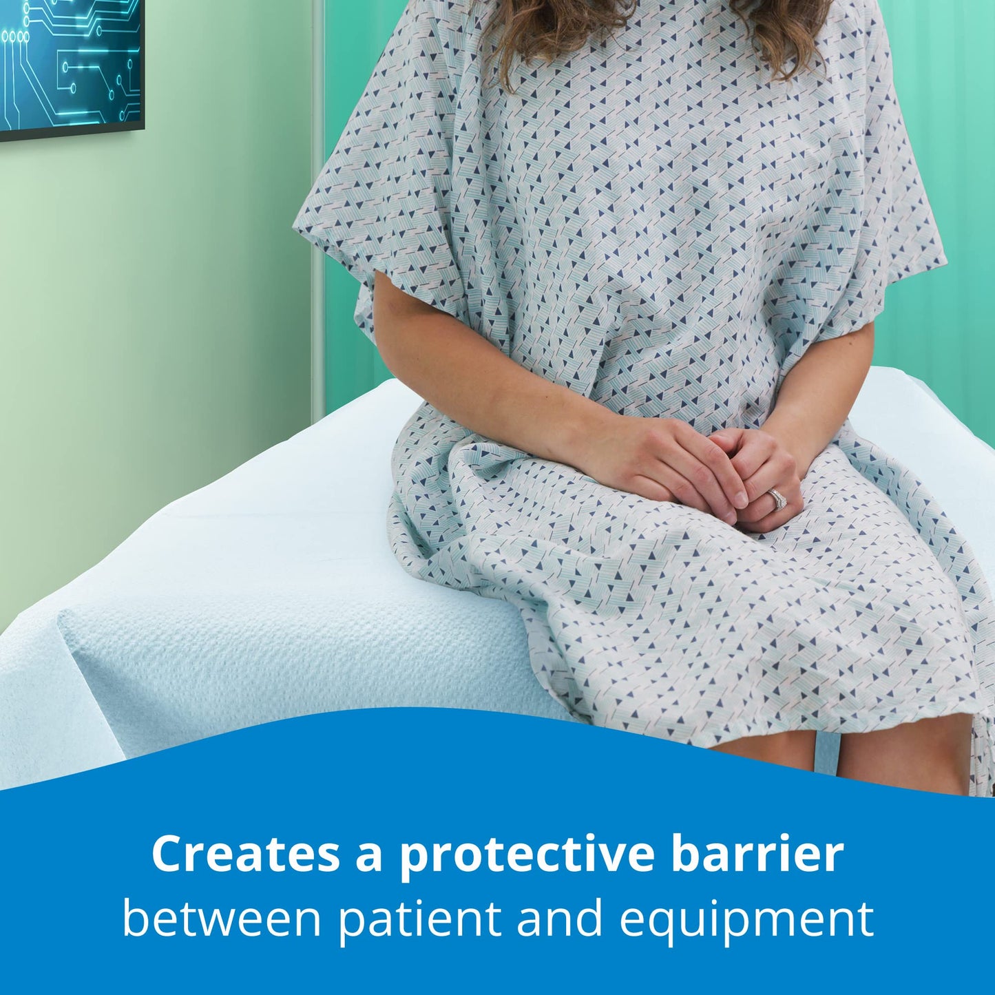 TIDI 357 Avalon Single-Use Medical Equipment Drape, Blue, 40" W x 72" L (Pack of 50) ― Disposable Stretcher Sheet ― Embossed ― 1-Ply Tissue ― Poly Back to Help Prevent Leak-Through ― Medical Supplies