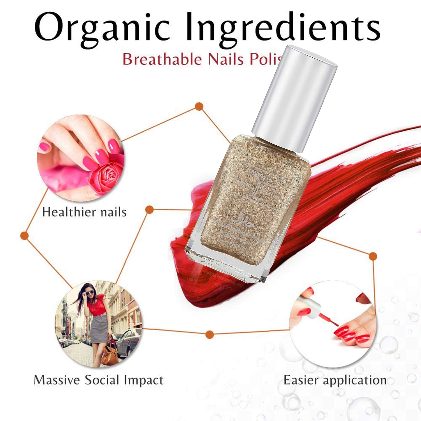 Karma Naturals Certified Halal Nail Polish - Breathable & Water Permeable, Wudu Friendly (Fareeda)