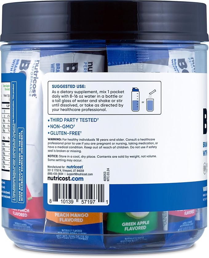 Nutricost BCAA+ Hydration Variety Pack (20 Stickpacks) - Branched Chain Amino Acids with Hydration Complex - Gluten-Free, Non-GMO