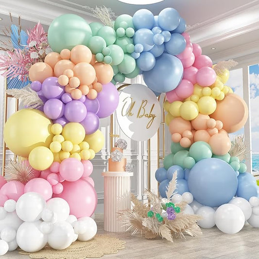 412pcs Pastel Balloon Garland Arch Kit 18 12 10 5 Inch Different Sizes Macaron Assorted Colors Balloon Latex Colorful Ball...