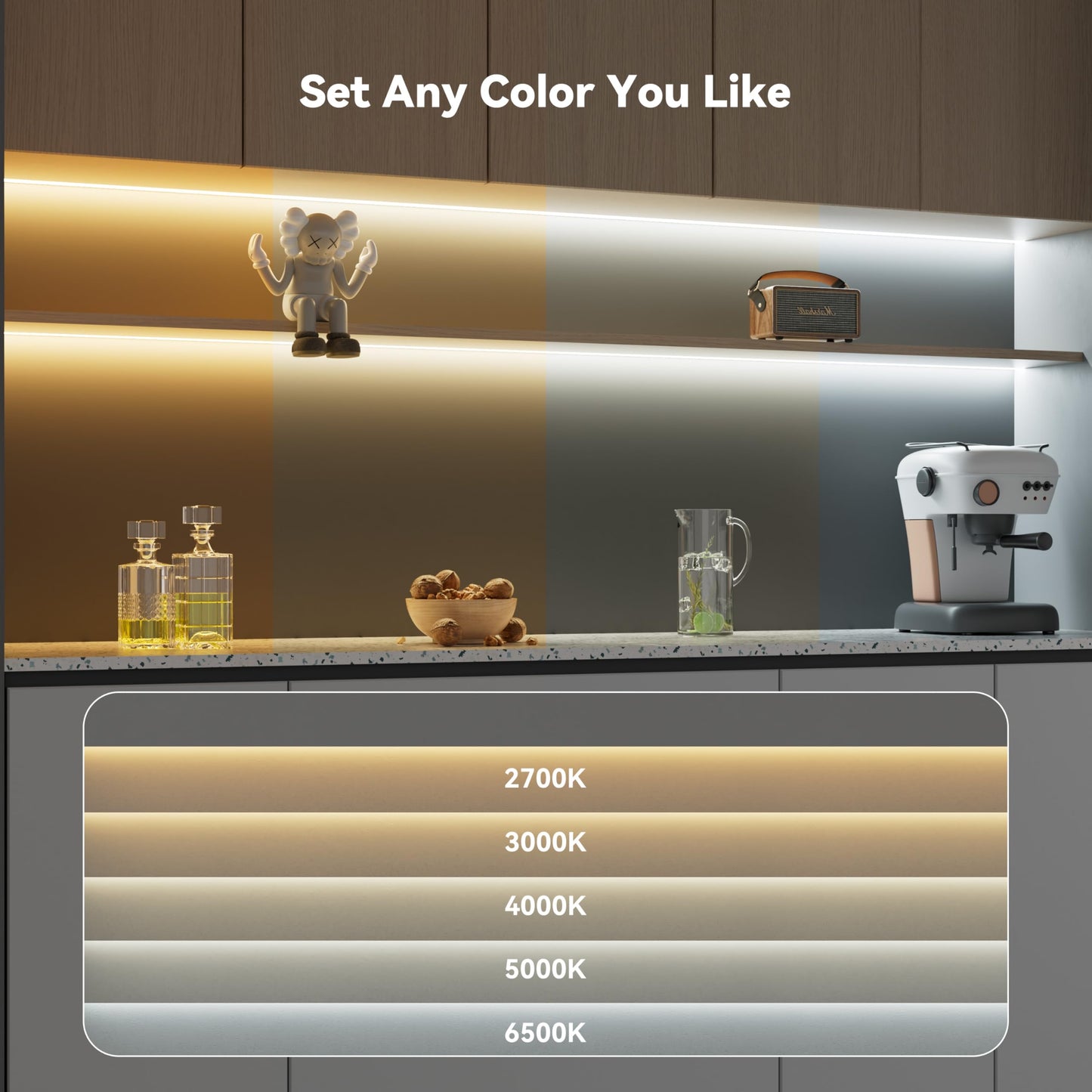 Pautix Cob Led Strip Lights Addressable 2700K-6500K Chasing White Light Cct Smart Ic Tunable Tape Lights 32.8Ft Super Bright Dimmable Alexa Voice Control For Under Cabinet Bedroom Kitchen Diy Lighting