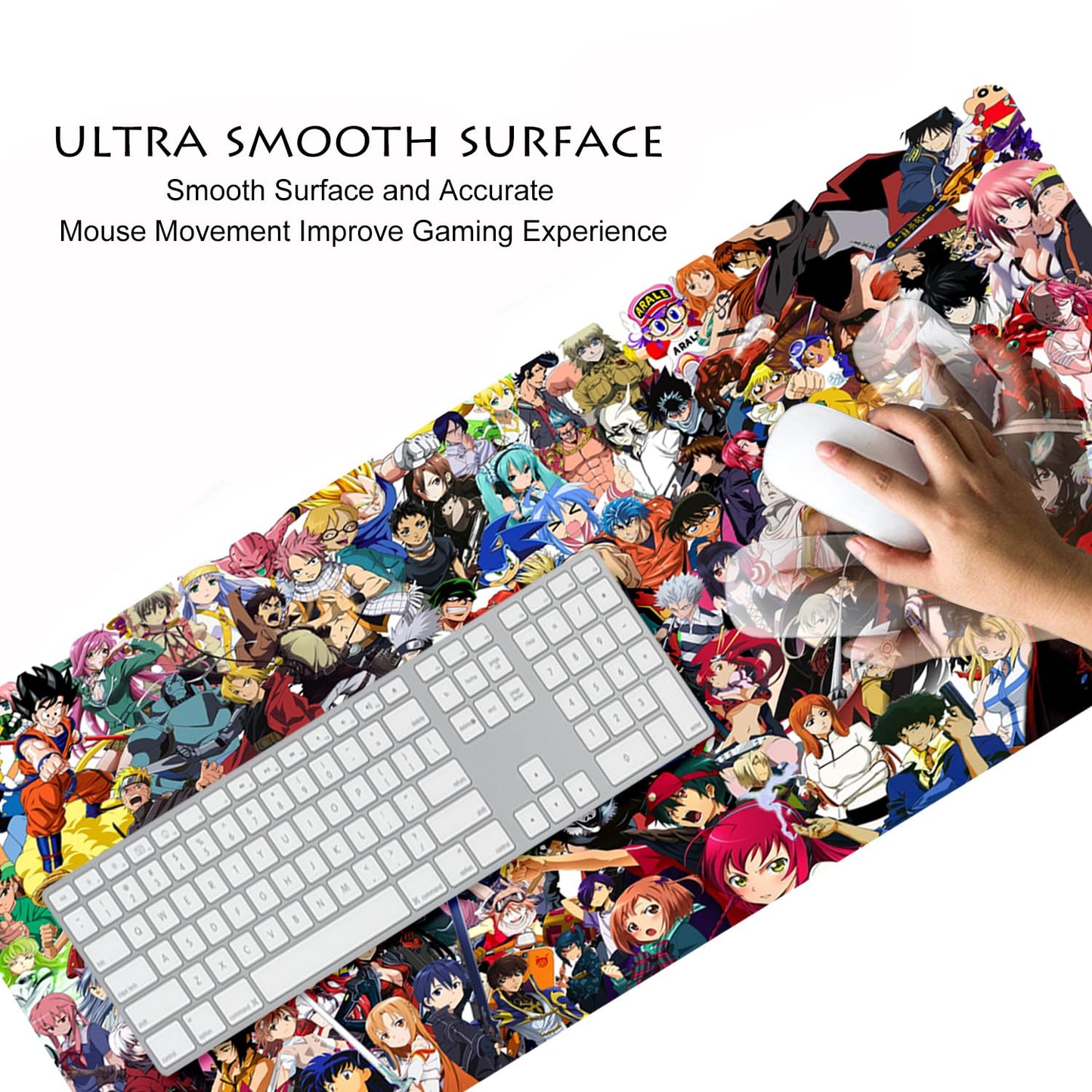 KINPLE Extended Large Gaming Mouse Pad, Full Desk Keyboard Mouse Pad, XXL Bigmouse Pad with Anime, Waterproof and Anti-Skid for Office Desk Decor (31.5×11.8×0.1 inch)