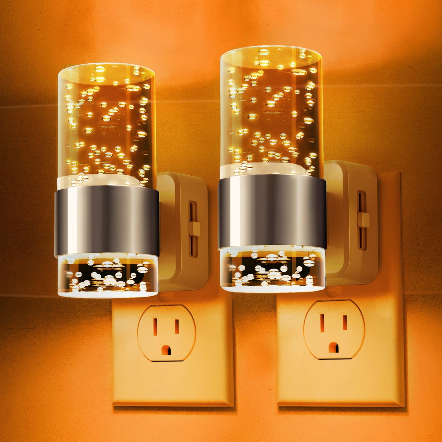 L LOHAS LED Night Light, Dimmable Plug-in, 2 Pack, Adjustable Brightness 0-100 LM, Amber, Model A-GY19707DCH2US-2