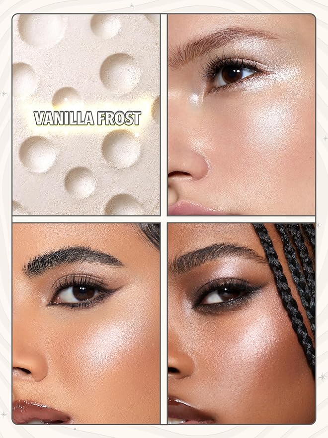 SHEGLAM Lunar Glow Highlighter Face Highlighter Multichrome Glitter Shimmer Highlighter Makeup Eye Face Body Highlighter Illuminator, Silky Creamy Eyeshadow-Vanilla Frost