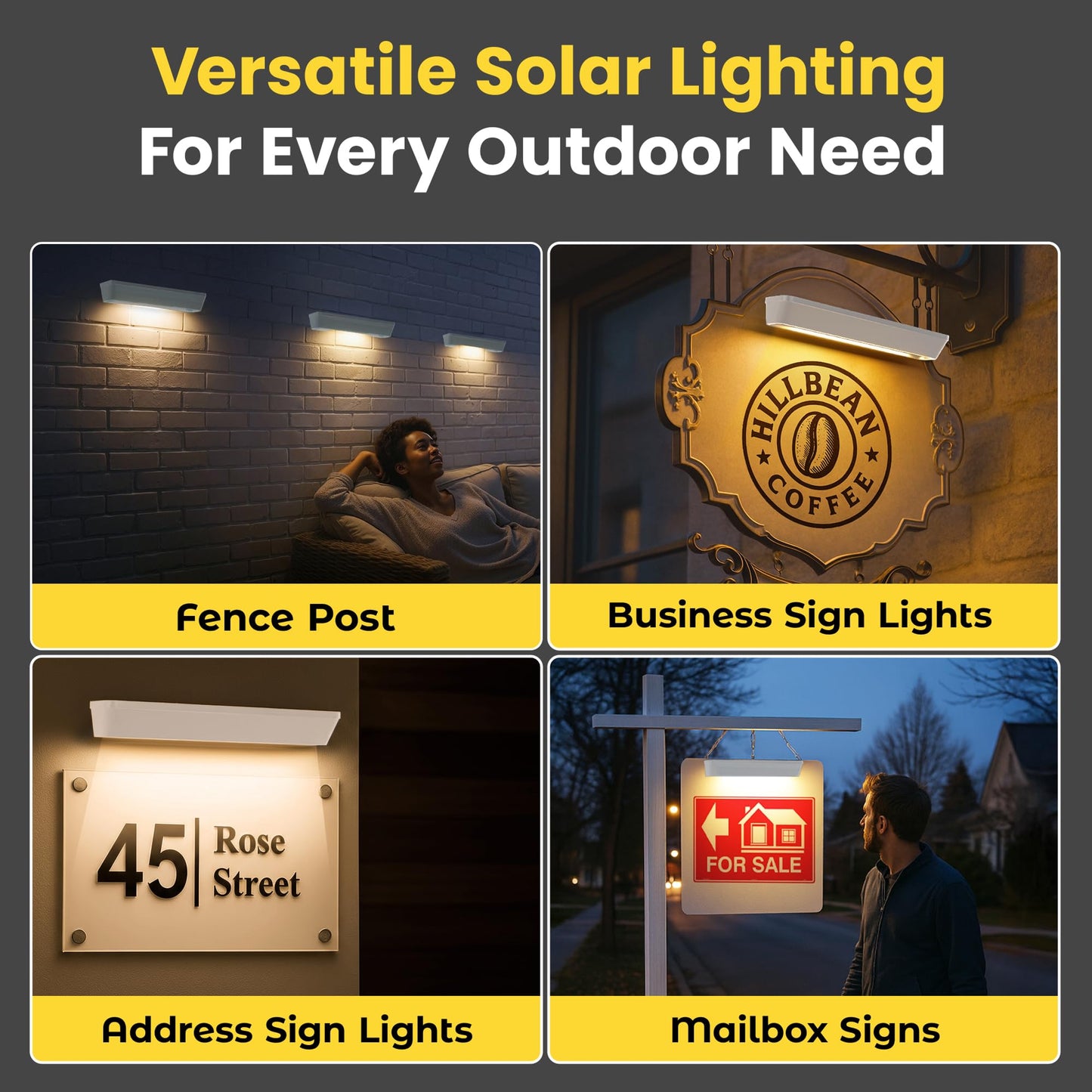 Brighticonics 2Pck Solar Address Sign Light - Ip65 Waterproof Led Lighted House Numbers - Easy Install  Auto Dusk-Dawn On/Off  Outdoor Solar Address Signs For Yard  Homes  Business - Cold White 6000K