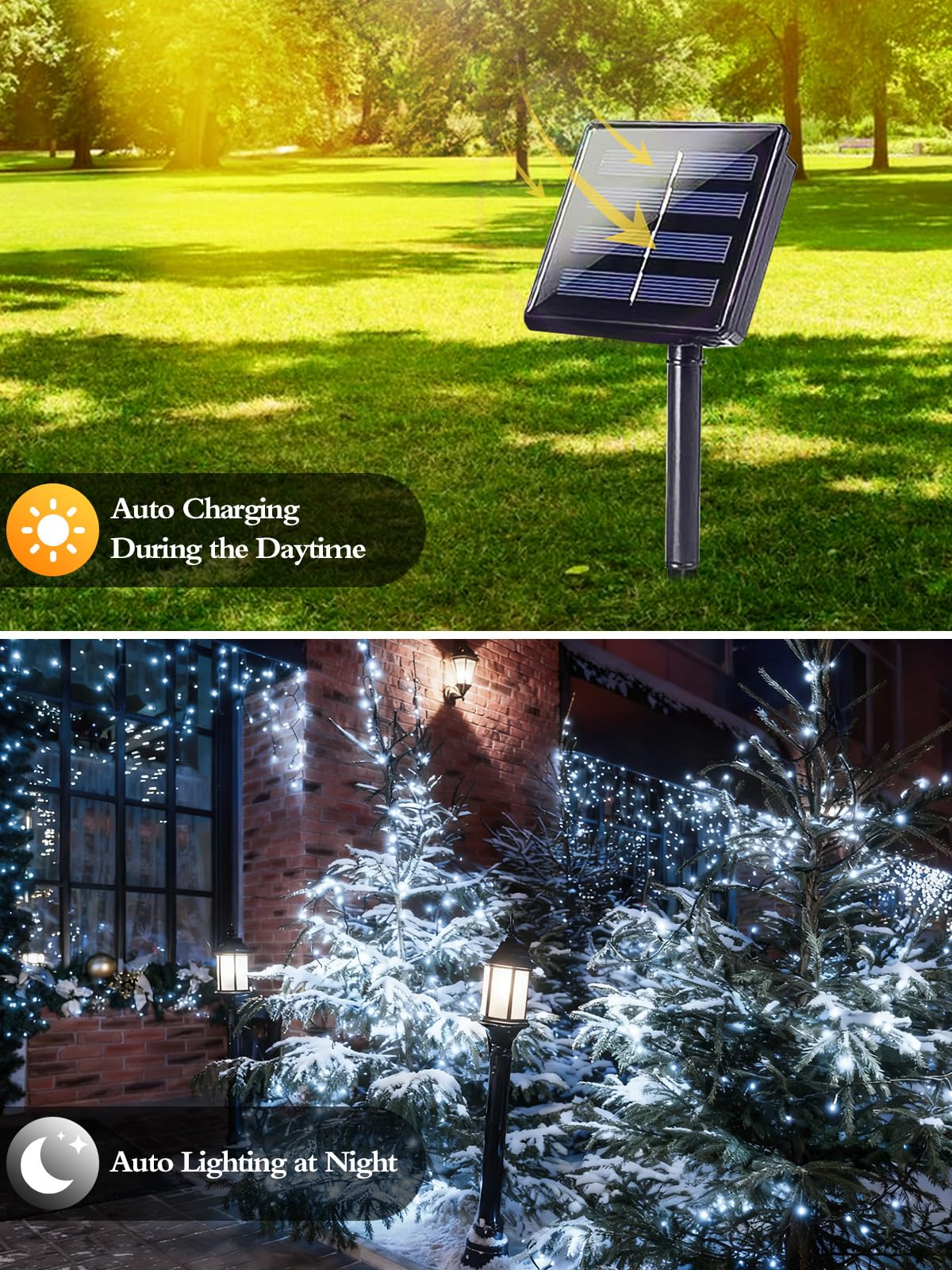 6 Pack Christmas Solar String Lights Outdoor Waterproof  198Ft 600 Led Green Wire Solar Fairy Lights With 8 Modes  Solar Twinkle Lights For Garden Tree Patio Fence Christmas Decorations (Cool White)