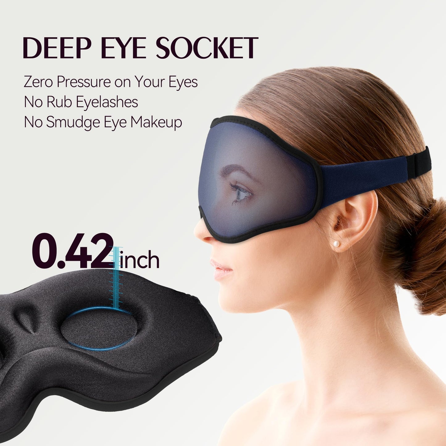 Sleep Masks for Women Men - Blackout Eye Cover for Lash Extension, 3D Contoured Sleep Mask for Side Sleeper, Soft Memory Foam, Sleep Masks for Travel, Airplane, Night(Cloud Black, Cloud Blue)